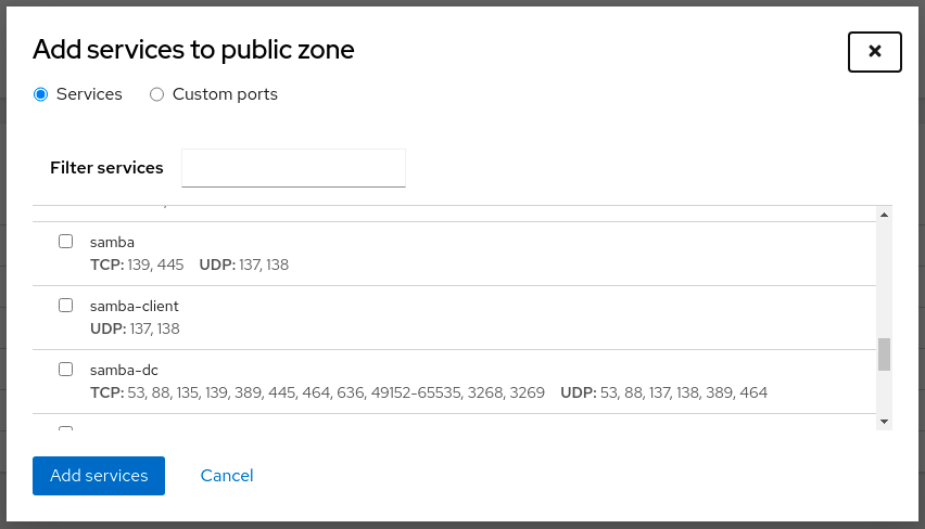 Правила брандмауэра: добавление и удаление сервисов