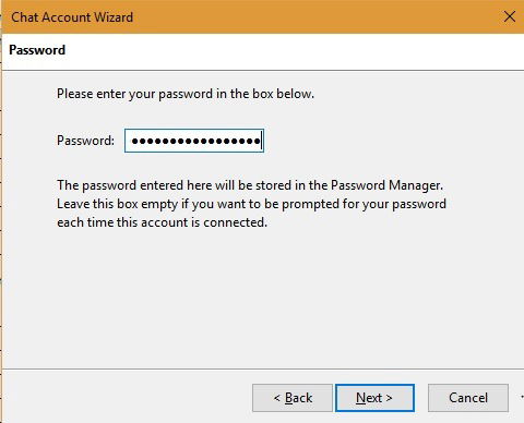 Password Enter Chat Account Wizard Thunderbird
