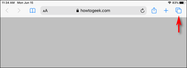 Кнопка нового окна в Safari на iPad