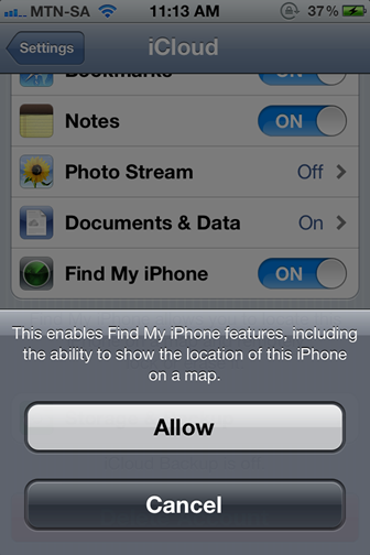 Включение доступа службы «Найти» к местоположению