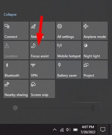 Панель уведомлений и режим концентрации в Windows