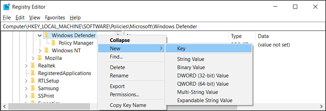 Показано создание ключа Scan под Windows Defender в Редакторе реестра