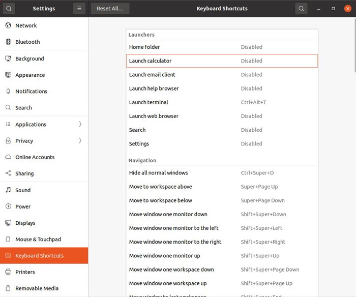 Gnome: выбор сочетания