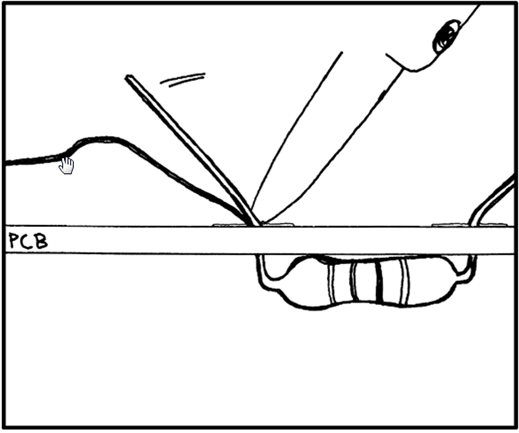 Правильное положение паяльника и припоя при пайке