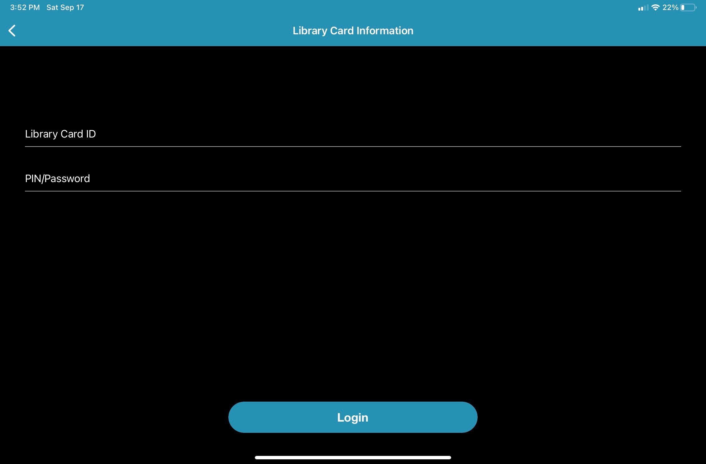 Страница входа Cloud Library на тёмном фоне