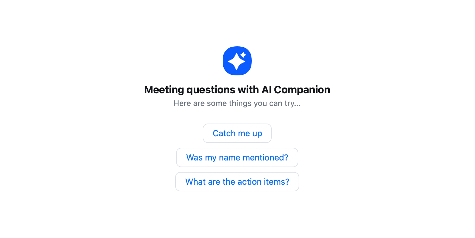 Подсказки вопросов в боковой панели AI Companion