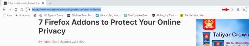 Иконка ноутбука для отправки вкладки