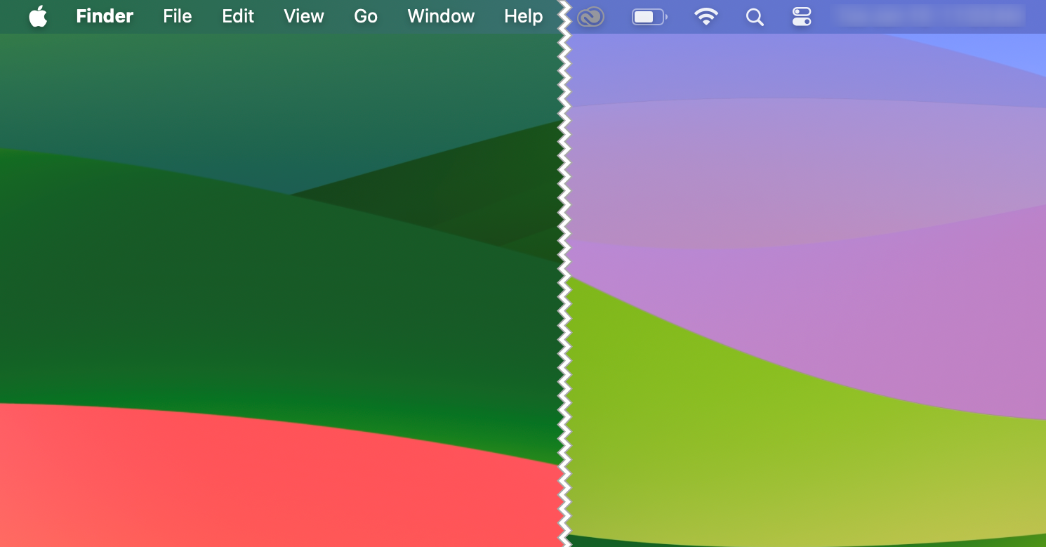 Строка меню в верхней части экрана. 