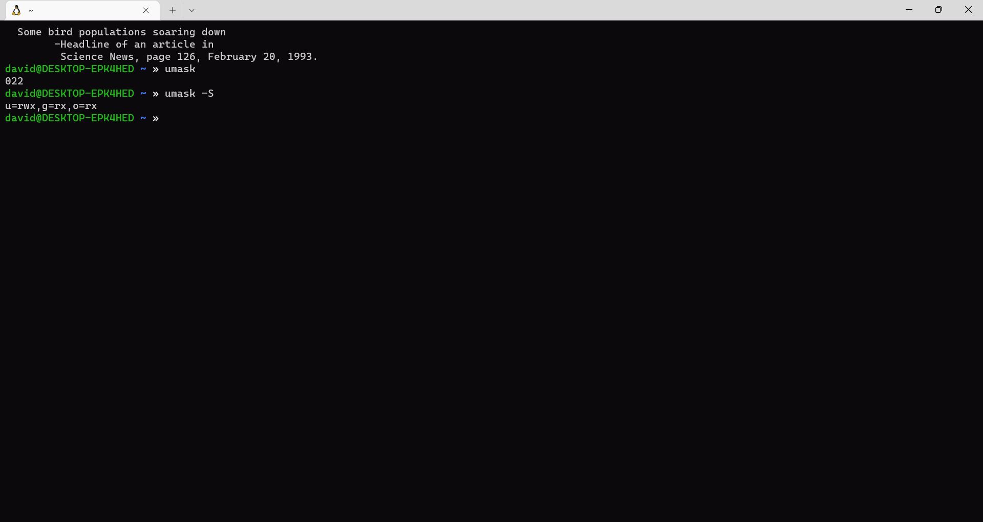 umask showing octal and symbolic permissions in the shell