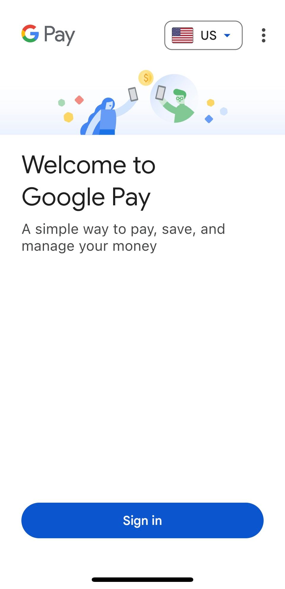 Экран приветствия Google Pay