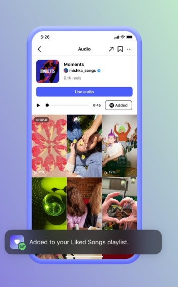 Подтверждение добавления трека в плейлист Spotify «Понравившиеся»