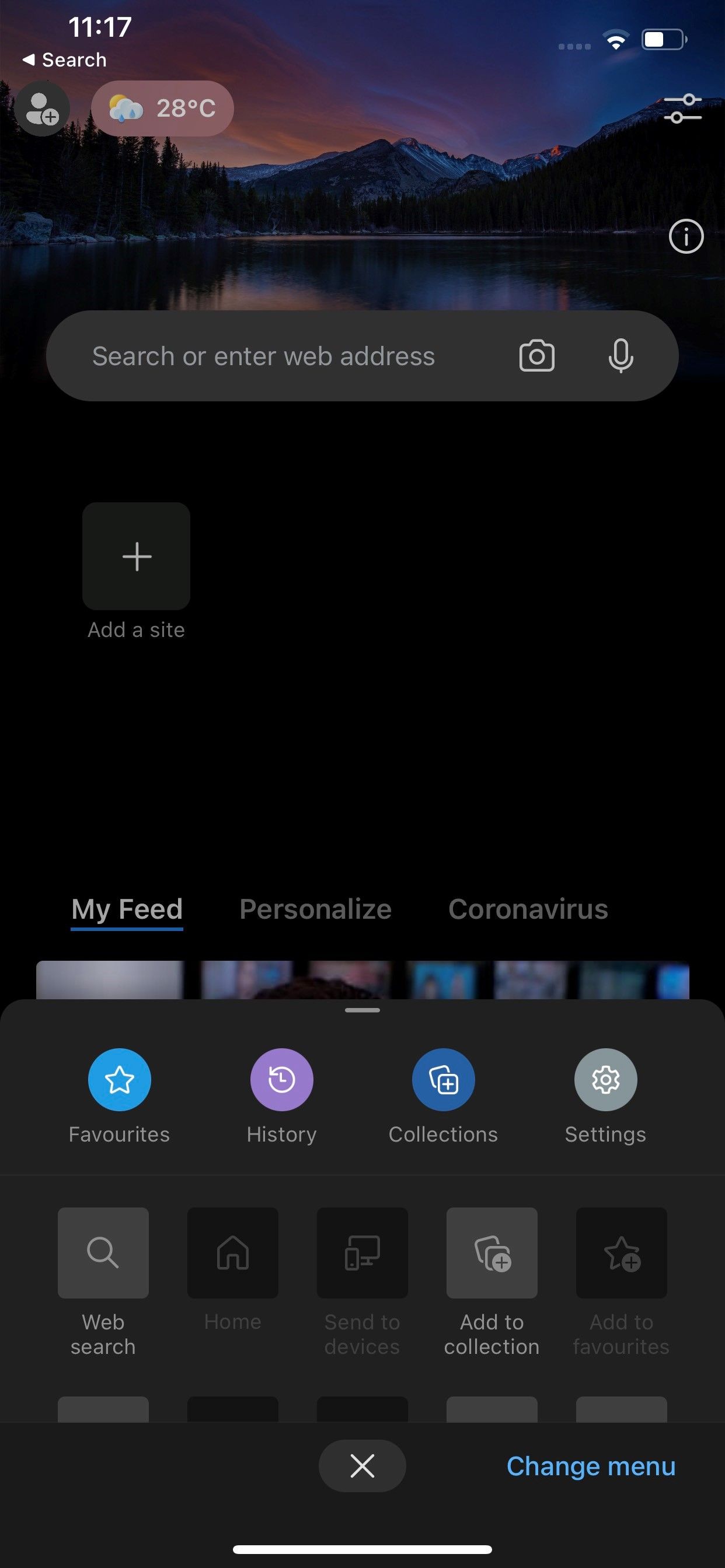 Переход в Настройки Microsoft Edge на iOS
