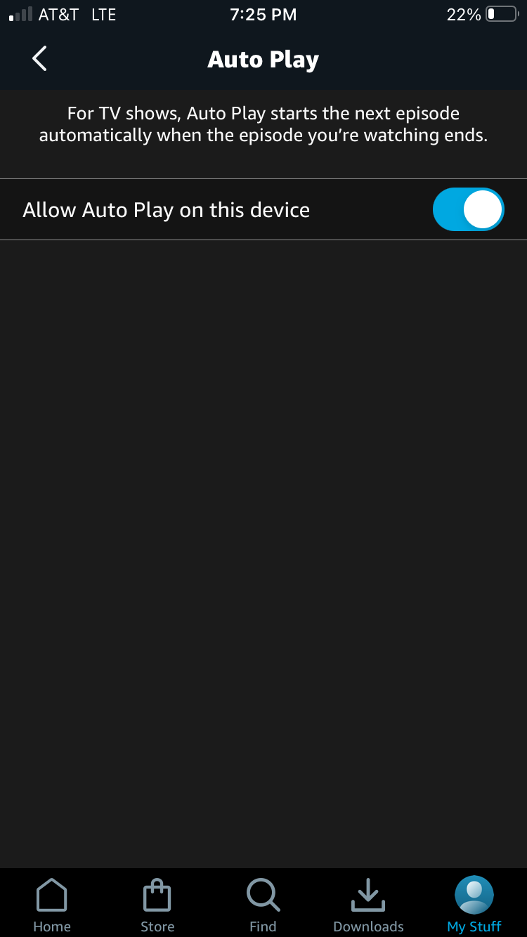 Включение функции автозапуска в приложении Amazon Prime Video