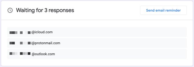Окно отправки напоминания по электронной почте тем, кто не ответил
