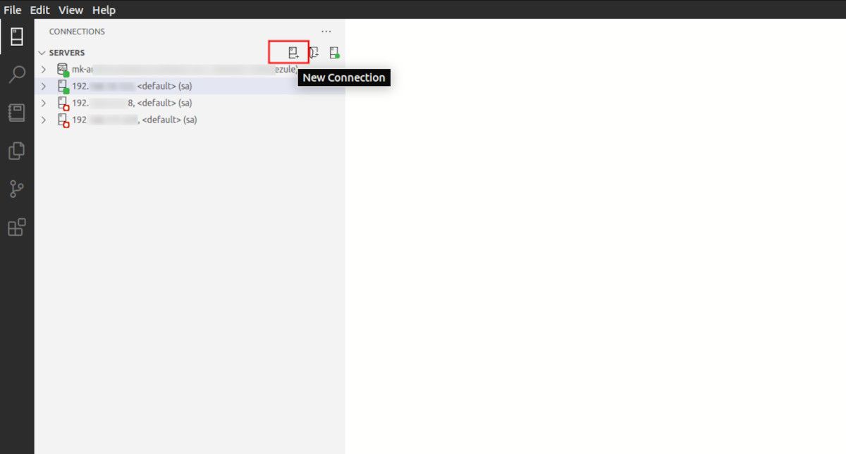 интерфейс создания нового подключения к базе данных в Azure Data Studio