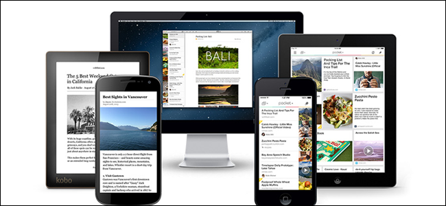 Изображение приложения Pocket на пяти устройствах