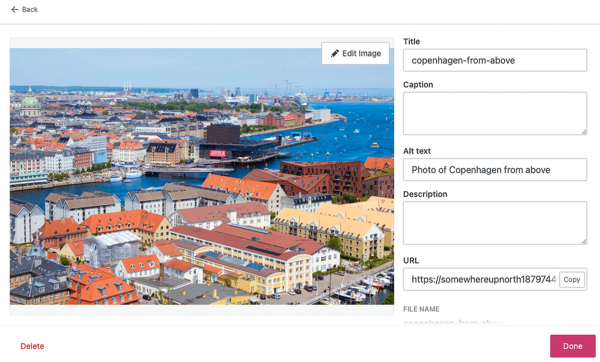 Скриншот редактирования фото в WordPress