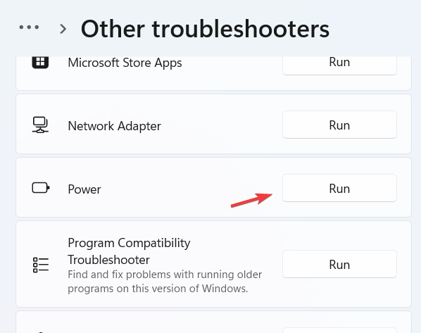 Запуск устранения неполадок питания