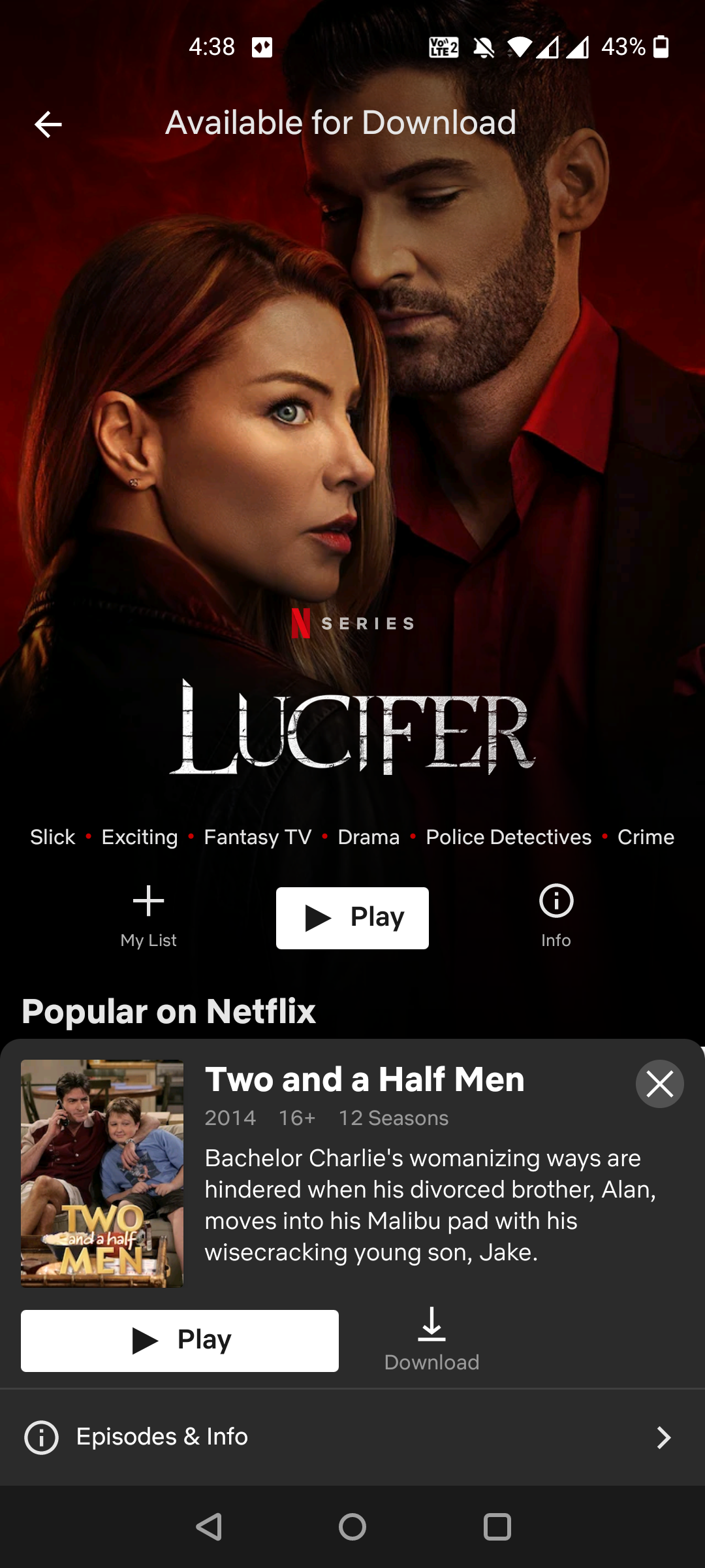 Кнопка загрузки в карточке фильма на Android