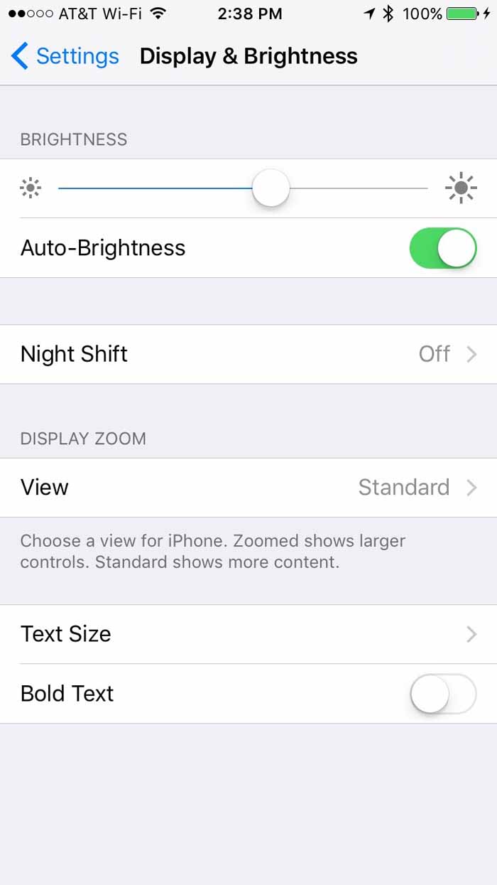 Настройки дисплея и яркости