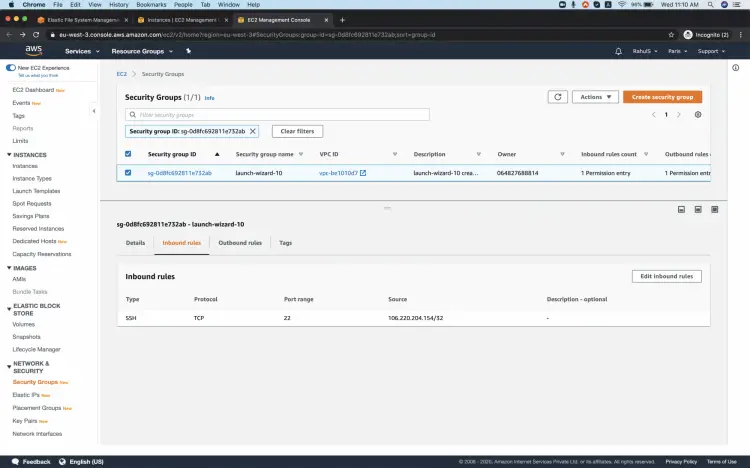 Редактирование правил входящего трафика