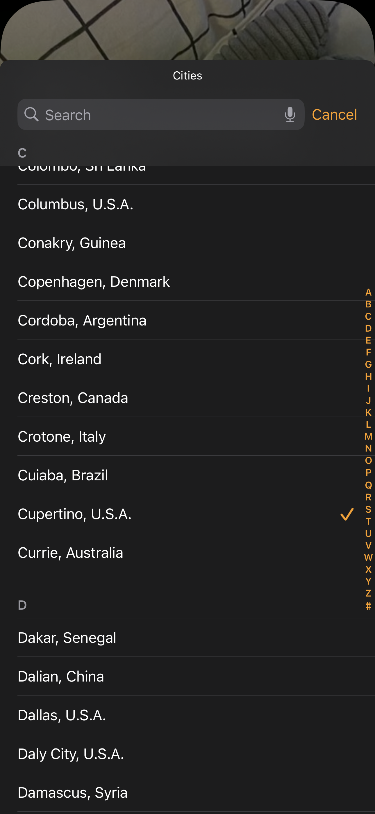 different cities listed in the world clock widget-1