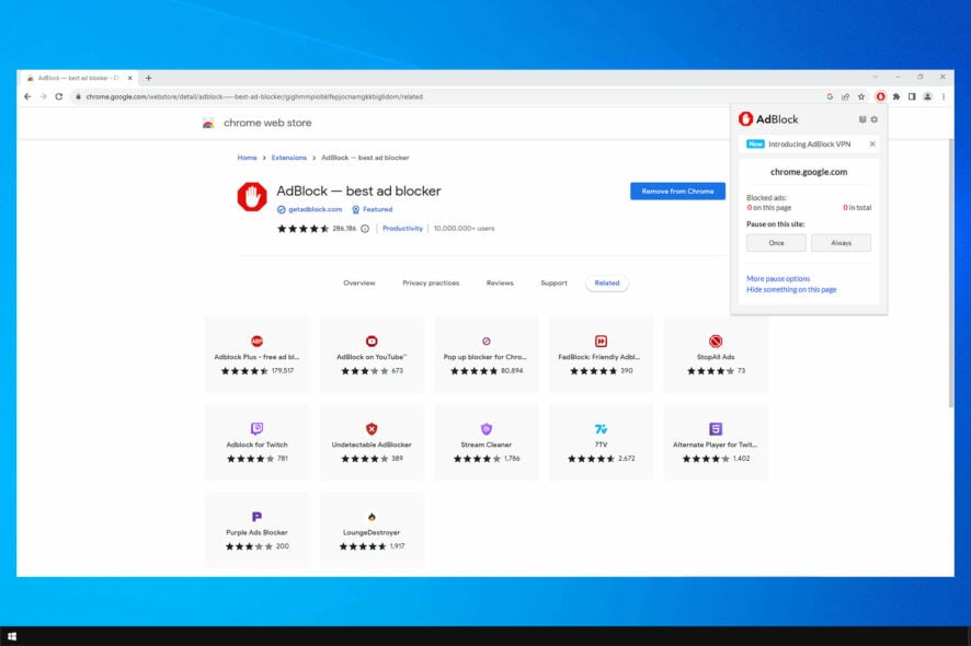 Как отключить AdBlock в Windows 10