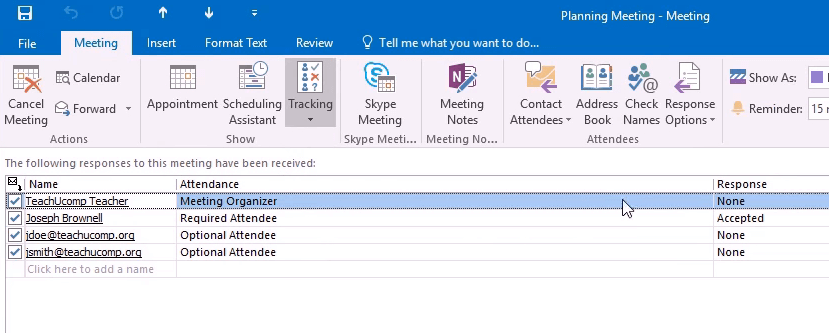 Список участников собрания с колонкой ответа (Принято/Отклонено/Нет ответа)