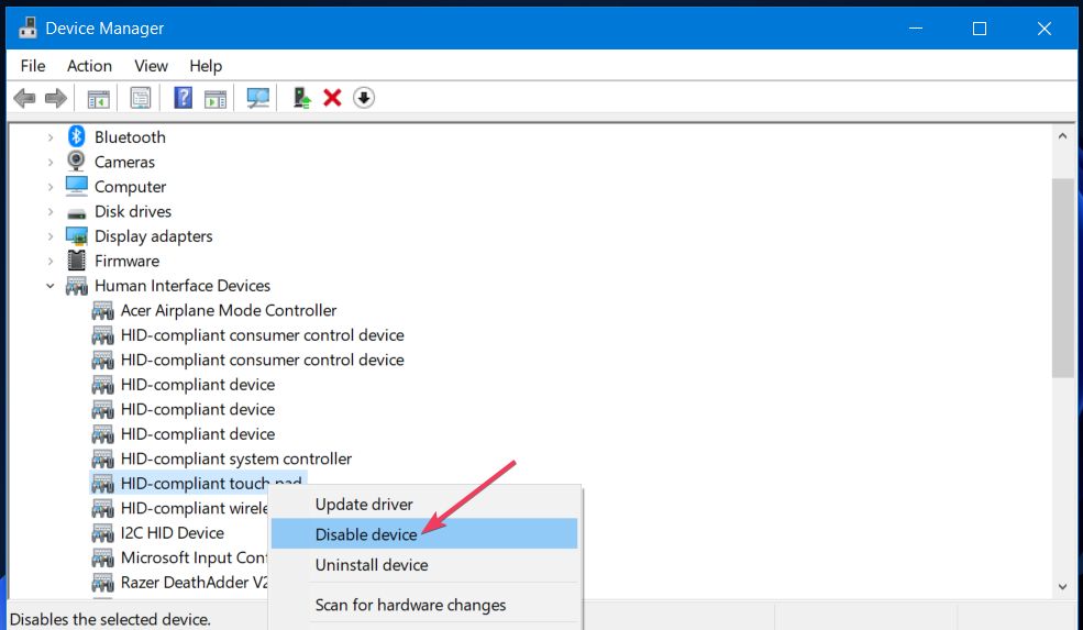Disable device option mouse flickering windows 11