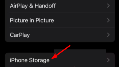 Раздел 'Хранилище iPhone' в настройках iOS