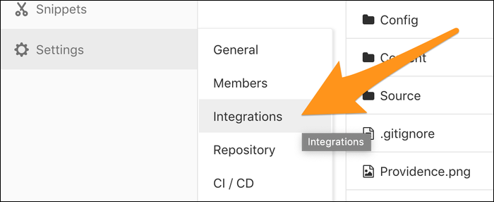 settings > integrations