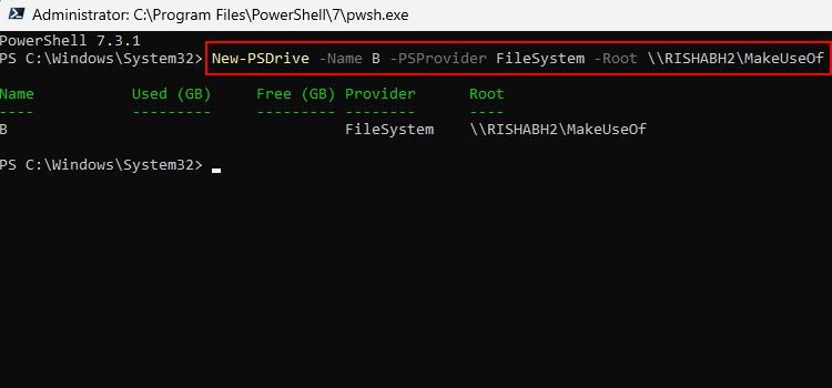 PowerShell Mapping Command