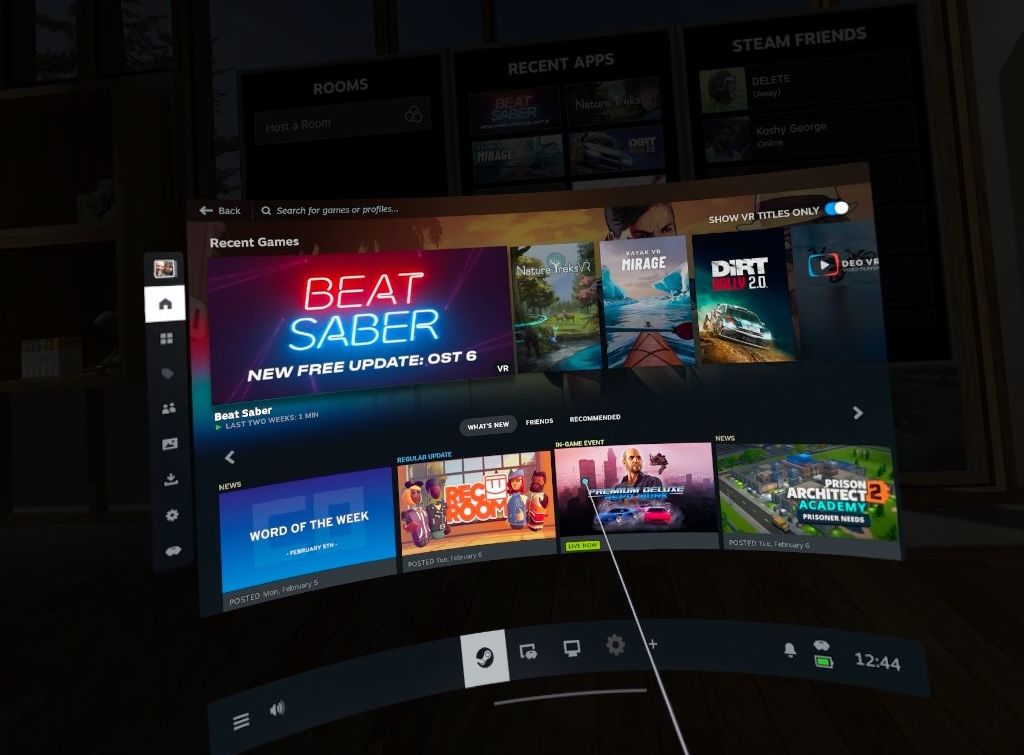 Steam VR в режиме большого экрана на Meta Quest