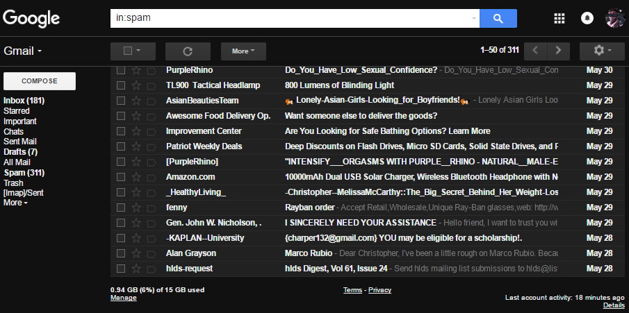 Esempio di email di spam usata per distribuire ransomware