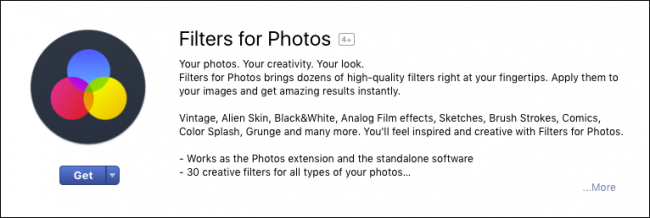 Загрузка расширения Filters из Mac App Store