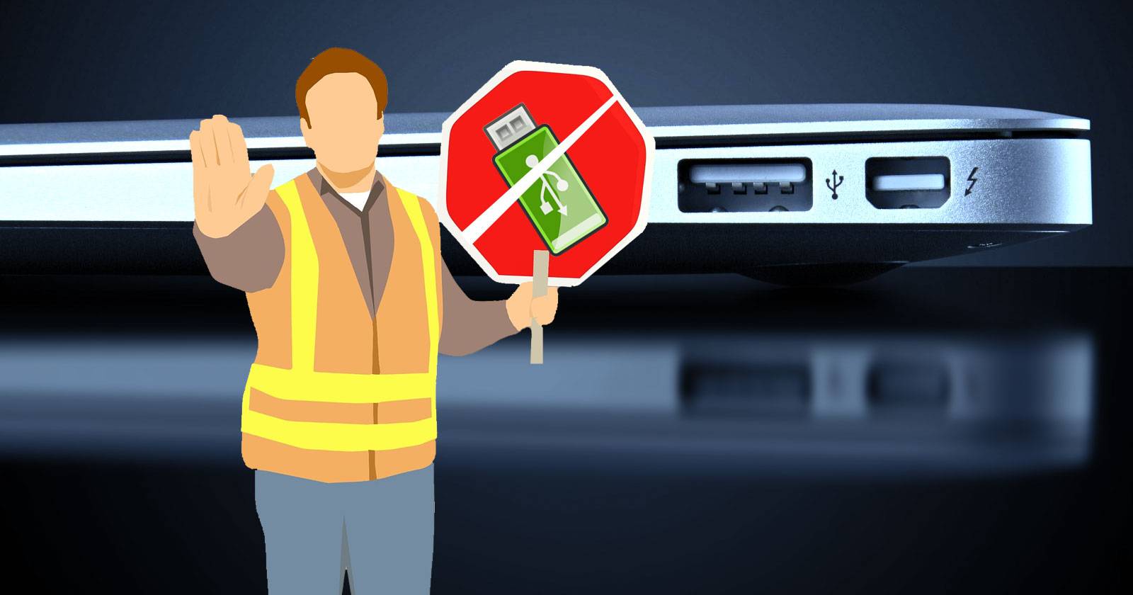 Отключение USB‑накопителей — компьютер и флеш‑накопитель