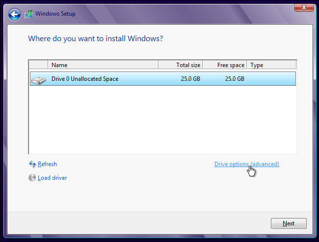 Несколько разделов при установке Windows