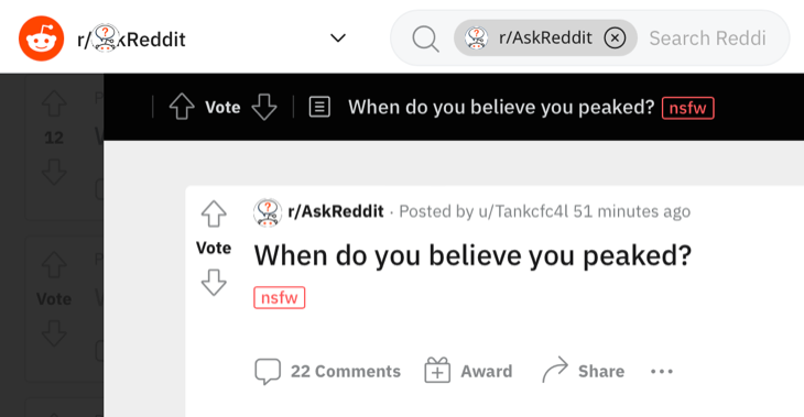 Пост с пометкой NSFW на r/AskReddit