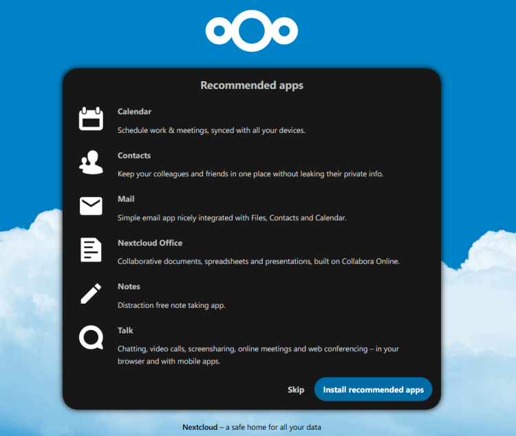 Рекомендации Nextcloud после установки