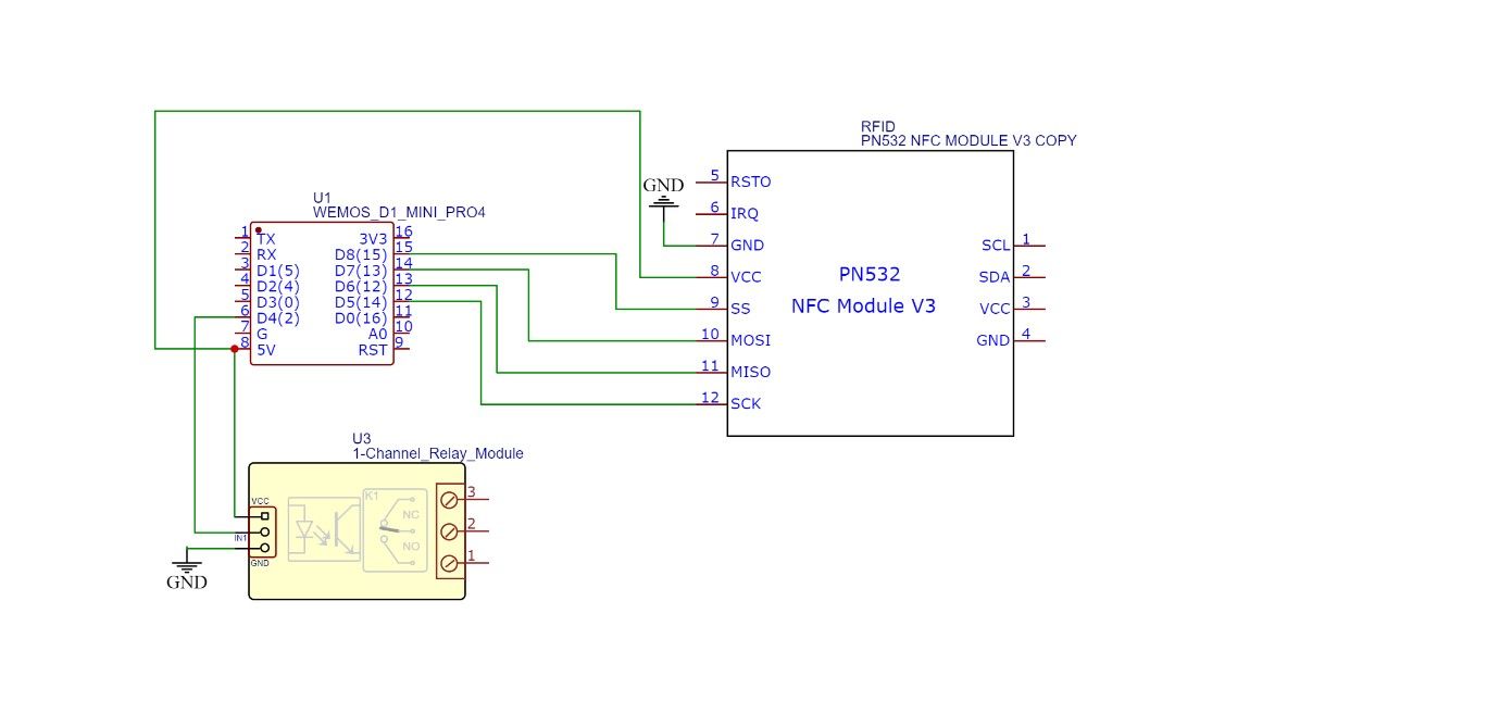 Соединение PN532 и релейного модуля с D1 Mini/NodeMCU