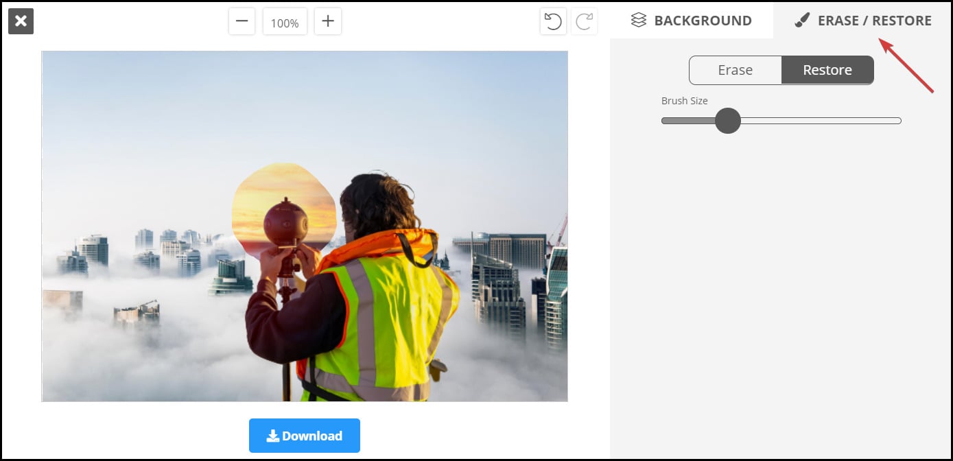 Инструмент Erase/Restore для локальной доработки в remove.bg