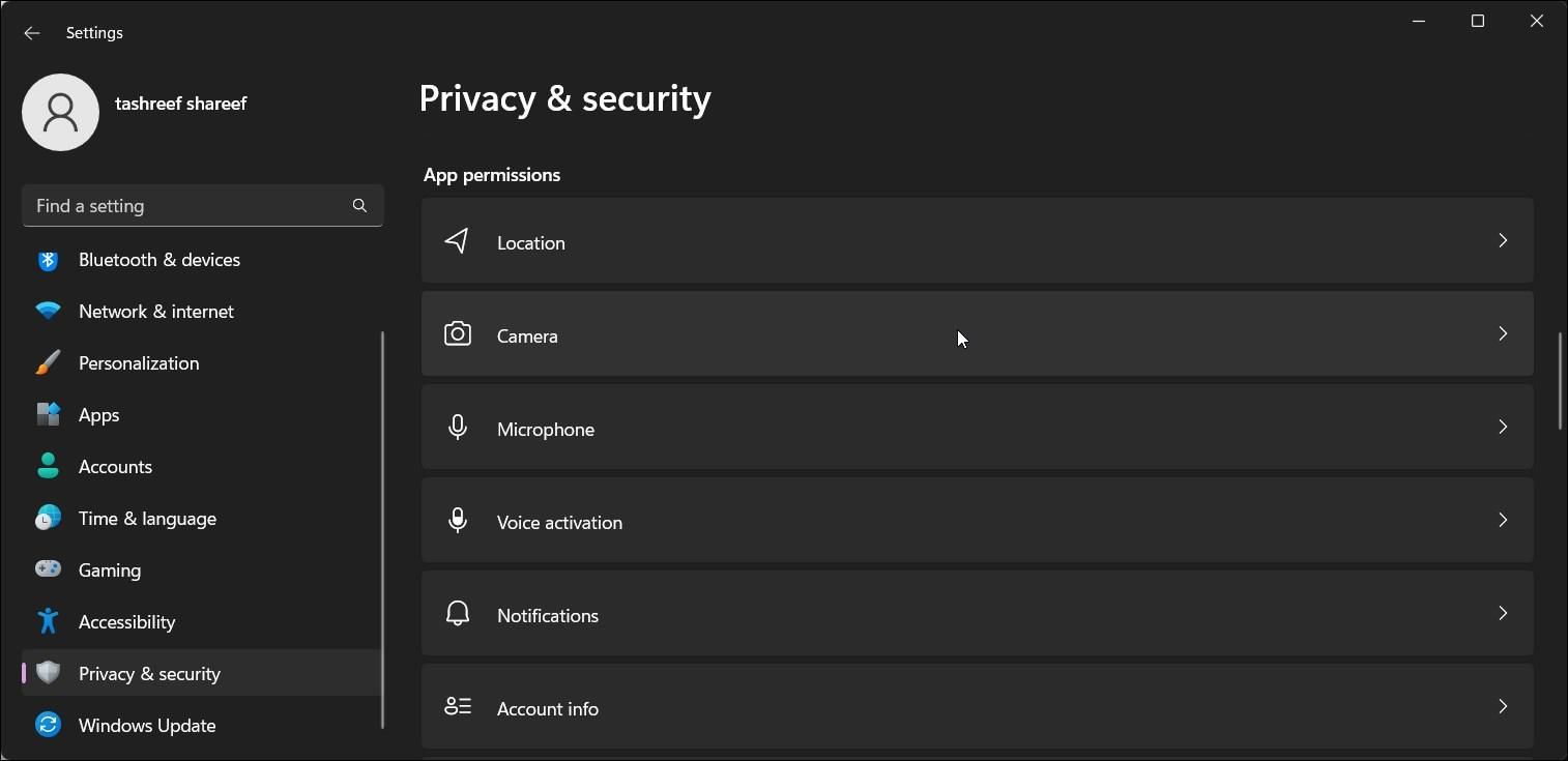 Параметры камеры в Windows 11