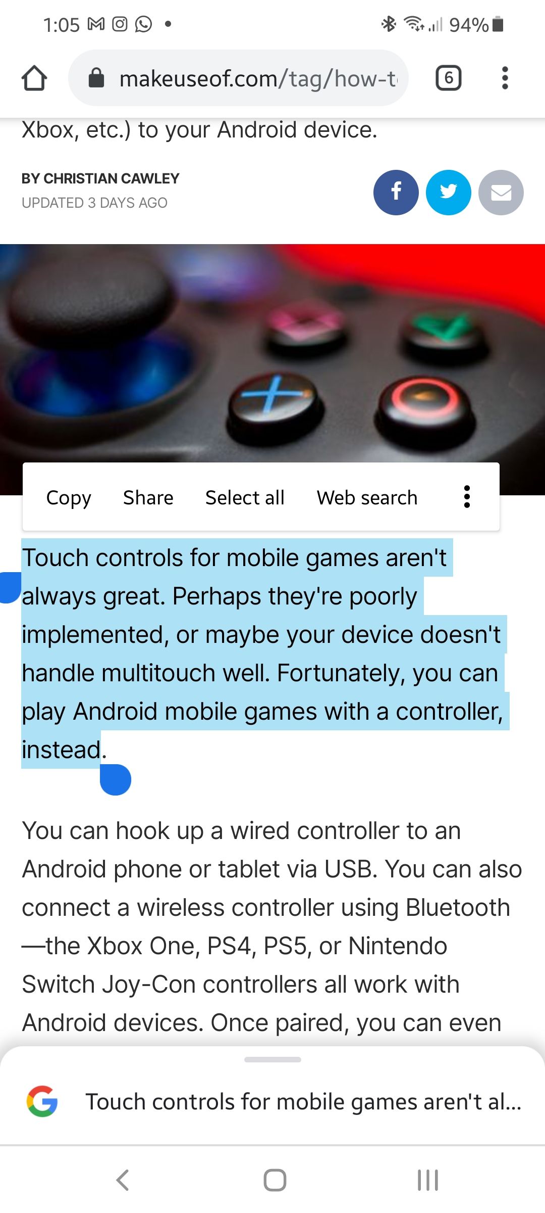 Copy text in Android