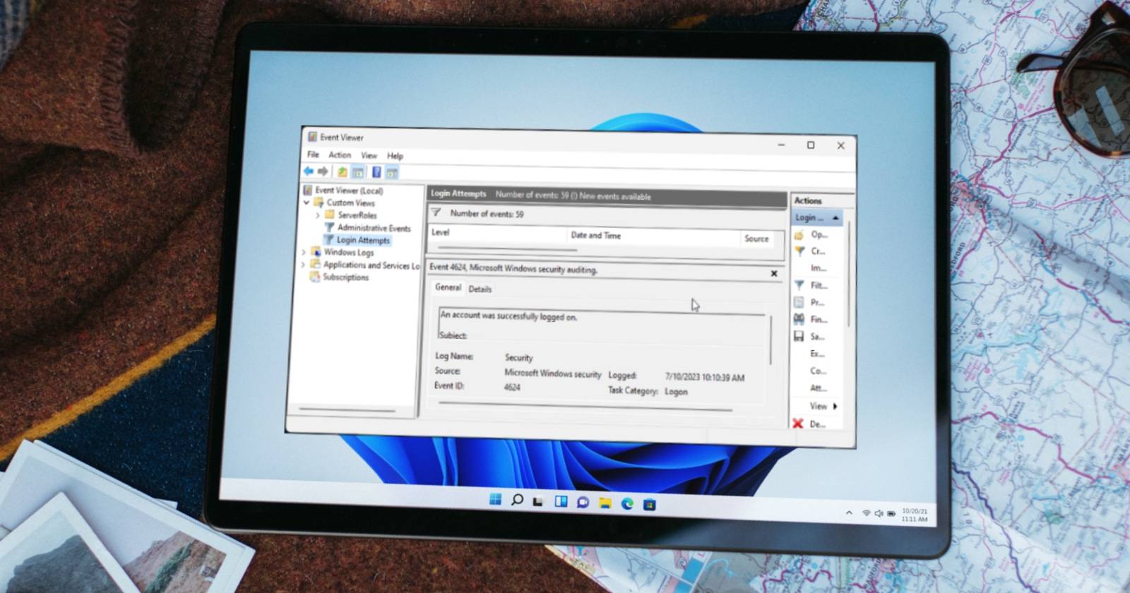 Просмотр событий Windows не работает — пример экрана ошибки