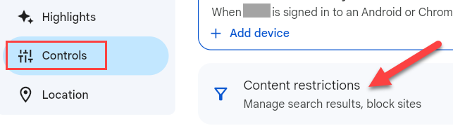 Выберите «Content Restrictions».
