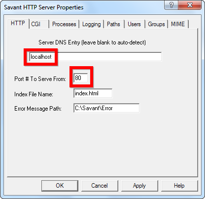 Savant: указание корневой папки и index.html