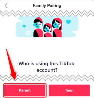 Выбор роли в Family Pairing: родитель или подросток