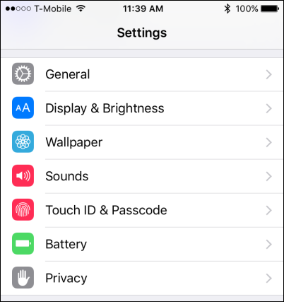 Настройки «Touch ID и код-пароль» в iOS