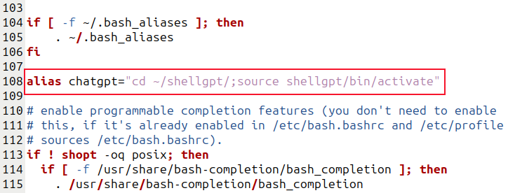Добавление алиаса в файл .bashrc