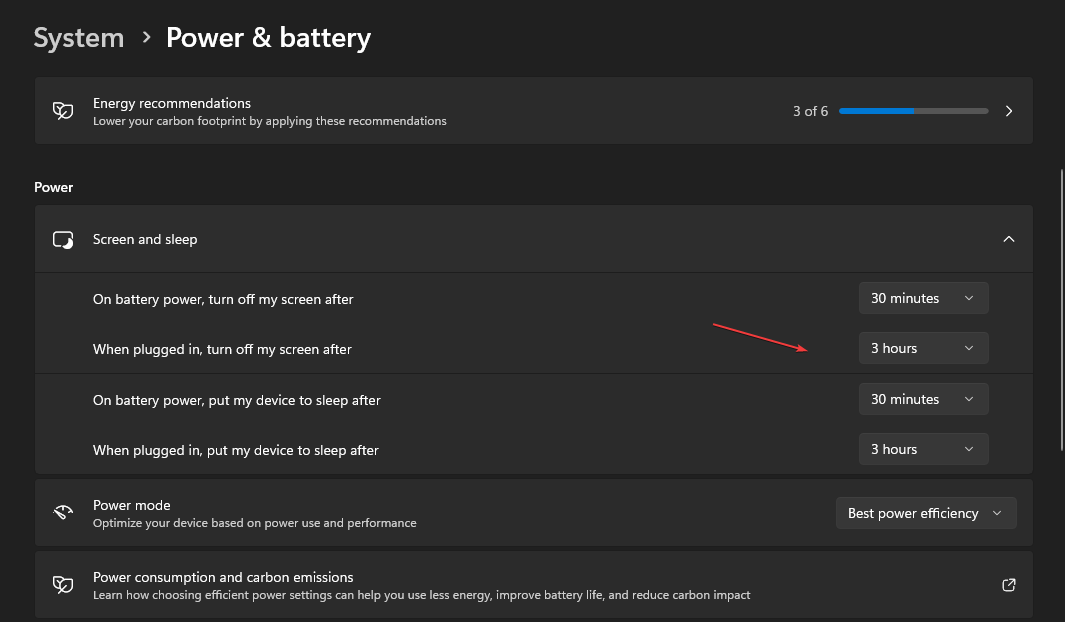 Изменение настроек сна и экрана в Windows